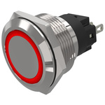 EAO 82 Series Red Indicator, 24V ac/dc, 22mm Mounting Hole Size, Solder Tab Termination, IP65, IP67