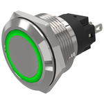 EAO 82 Series Green Indicator, 12V ac/dc, 22mm Mounting Hole Size, Solder Tab Termination, IP65, IP67