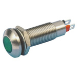 Marl Green Panel Mount Indicator, 12V dc, 8.1mm Mounting Hole Size, Solder Tab Termination, IP67