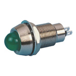 Marl Green Panel Mount Indicator, 12V dc, 12.7mm Mounting Hole Size, Solder Tab Termination, IP67