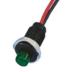Oxley Green Panel Mount Indicator, 10.2mm Mounting Hole Size, Lead Wires Termination