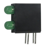 Kingbright L-93A8EB/2GD, Green Right Angle PCB LED Indicator, 2 LEDs, Through Hole 2.5 V