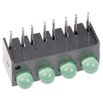 Dialight 551-0207-004F, Green Right Angle PCB LED Indicator, 4 LEDs, Through Hole 2.1 V