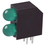 Dialight 552-0222F, Green Right Angle PCB LED Indicator, 2 LEDs, Through Hole 2.1 V