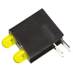 Dialight 553-0233-200F, Yellow Right Angle PCB LED Indicator, 2 LEDs, Through Hole 2.4 V