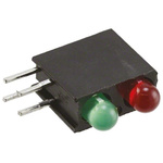 Dialight 553-0212-200F, Green & Red Right Angle PCB LED Indicator, 2 LEDs, Through Hole 2.2 V