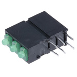 Dialight 570-0100-222F, Green Right Angle PCB LED Indicator, 3 LEDs, Through Hole 2.5 V