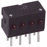Dialight 555-4001F, Red Right Angle PCB LED Indicator, 4 LEDs, Through Hole 2 V