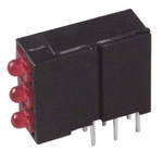 Dialight 570-0100-111F, Red Right Angle PCB LED Indicator, 3 LEDs, Through Hole 2.5 V