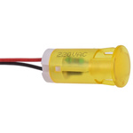 Apem Yellow Panel Mount Indicator, 220V ac, 12mm Mounting Hole Size, Lead Wires Termination