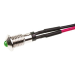 Marl Green Panel Mount Indicator, 2.8V, 6mm Mounting Hole Size, Lead Wires Termination
