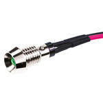 Marl Green Panel Mount Indicator, 2.8V, 6mm Mounting Hole Size, Lead Wires Termination