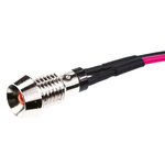 Marl Red Panel Mount Indicator, 2.8V, 6mm Mounting Hole Size, Lead Wires Termination