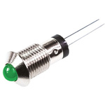 Marl Green Panel Mount Indicator, 2.8V, 8mm Mounting Hole Size, Lead Wires Termination