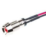 Marl Red Panel Mount Indicator, 2.8V, 8mm Mounting Hole Size, Lead Wires Termination