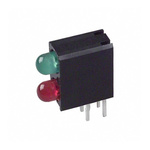 Dialight 553-0121F, Green & Red Right Angle PCB LED Indicator, 2 LEDs 3mm (T-1), Through Hole