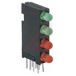 Dialight 568-0102-222F, Green Right Angle PCB LED Indicator, 4 LEDs 3mm (T-1), Through Hole