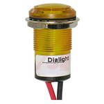 Dialight Yellow Panel Mount Indicator, 24V dc, 17.5mm Mounting Hole Size, Lead Wires Termination, IP67