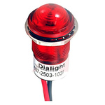 Dialight Red Panel Mount Indicator, 24V dc, 17.5mm Mounting Hole Size, Lead Wires Termination, IP67