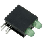 Dialight 553-0122F, Green Right Angle PCB LED Indicator, 2 LEDs 3mm (T-1), Through Hole