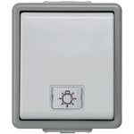 Grey 10 A Surface Mount Key Operated Light Switch Dark Grey, 2 Way Clip In Gloss, 1 Gang VDE, 250 V 75mm Neon IP44 2 1