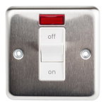 White 32 A Flush Mount Light Switch White, 1 Way Screwed, 1 Gang BS, 250 V ac 86mm IP4X Stainless Steel 46mm 1 2, K5106