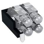 1296.2022 MENTOR, PCB Mounted 4-Way Right Angle LED Light Pipe, Bi-Level-Row Clear Dome Lens