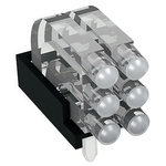 1296.2023 MENTOR, PCB Mounted 6-Way Right Angle LED Light Pipe, Tri-Level-Row Clear Dome Lens