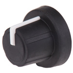 Sifam Potentiometer Knob, Push-On Type, 18.9mm Knob Diameter, Black, Splined Shaft Type, 6mm Shaft