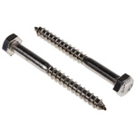RS PRO Hex Coach Screw, Stainless Steel, 6mm