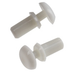 6.1mm White Plain Nylon Snap Rivet, 2.6mm diameter, 2.7 → 3.6 mm Thickness