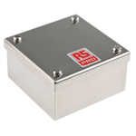 RS PRO 304 Stainless Steel Satin Adaptable Enclosure Box, 0 Knockouts 100mm x 100 mm x 50mm