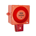 Clifford & Snell YL80 Hi Vis Series Red Sounder Beacon, 24 V dc, IP66, Bulkhead, Flat Wall, 116dB at 1 Metre