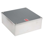 RS PRO 304 Stainless Steel Satin Adaptable Enclosure Box, 0 Knockouts 220mm x 220 mm x 85mm