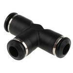 RS PRO Pneumatic Tee Tube-to-Tube Adapter, Push In 6 mm x Push In 6 mm x Push In 6 mm, 20 bar
