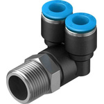 Festo Threaded-to-Tube Pneumatic Y Threaded-to-Tube Adapter, Push In 8 mm x Push In 8 mm x