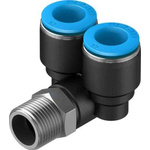 Festo Threaded-to-Tube Pneumatic Y Threaded-to-Tube Adapter, Push In 12 mm x Push In 12 mm x