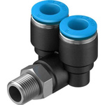 Festo Threaded-to-Tube Pneumatic Y Threaded-to-Tube Adapter, Push In 8 mm x Push In 8 mm x