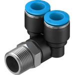 Festo Threaded-to-Tube Pneumatic Y Threaded-to-Tube Adapter, Push In 10 mm x Push In 10 mm x