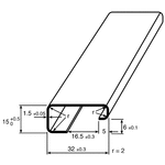 RS PRO Steel Unperforated DIN Rail, G Compatible, 1m x 32mm x 15mm