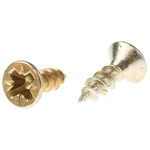 Pozidriv Countersunk Steel Wood Screw Yellow Passivated, Zinc Plated, 3.5mm Thread, 12mm Length