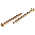 Pozidriv Countersunk Steel Wood Screw Yellow Passivated, Zinc Plated, 3.5mm Thread, 45mm Length