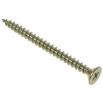 Pozidriv Countersunk Steel Wood Screw Yellow Passivated, Zinc Plated, 3.5mm Thread, 50mm Length