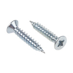 Pozidriv Countersunk Steel Wood Screw Bright Zinc Plated, No. 4 Thread, 5/8in Length