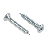 Pozidriv Countersunk Steel Wood Screw Bright Zinc Plated, No. 4 Thread, 3/4in Length