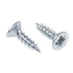 Pozidriv Countersunk Steel Wood Screw Bright Zinc Plated, No. 6 Thread, 1/2in Length
