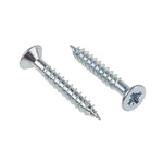 Pozidriv Countersunk Steel Wood Screw Bright Zinc Plated, No. 12 Thread, 1.1/2in Length