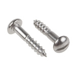 Slot Round Stainless Steel Wood Screw, A2 304, 4mm Thread, 20mm Length
