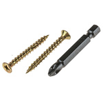 Pozisquare Countersunk Steel Wood Screw Yellow Passivated, Zinc Plated, 4mm Thread, 40mm Length