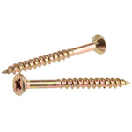 Pozisquare Countersunk Steel Wood Screw Yellow Passivated, Zinc Plated, 4mm Thread, 50mm Length